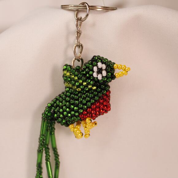 Adorable Tropical Bird Seed Bead Keychain - Picture 3 of 4